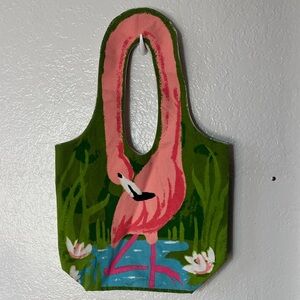 Made in India canvas painted flamingo print water floral tote bag